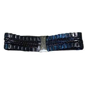 Unique Black Waist Belt With Silver Hook Closure XS/S